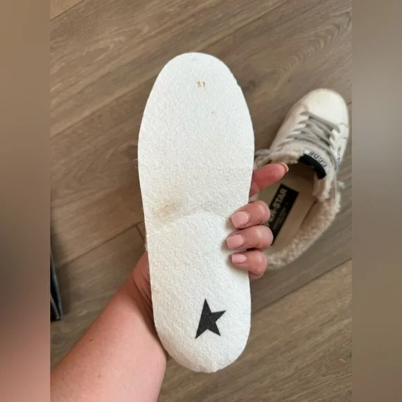 GOLDEN GOOSE Super Star Sabot Leather Glitter Shearling Lined Slip-On Sneaker - Picture 8 of 16